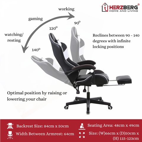 Herzberg Home & Living Herzberg Hg-8083: Driekleurige Gaming- En Bureaustoel Met Lineair Accent Geel