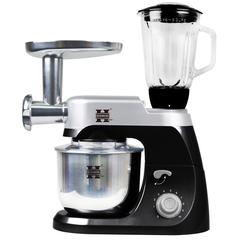 Herzberg Cooking Herzberg Hg-5029: 3 in 1 800 W Stand Mixer with Planetary Impact Power Black