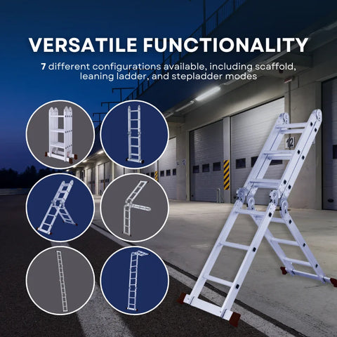 Herzberg Professional Tools Herzberg Hg-5002: Aluminum Folding Ladder for Multiple Orientations